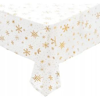 ubrus VODĚODOLNÝ UBRUS NA STŮL POLYAMID 240X140 CM BÍLÝ SE SNĚHOVÝMI VLOČKAMI