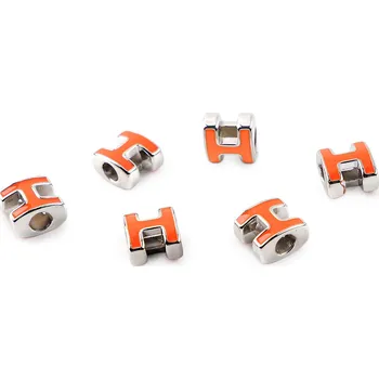 Dětské navlékací korálky Plastové korálky s velkým průvlekem H 10x11 mm, velké, 4 oranžová