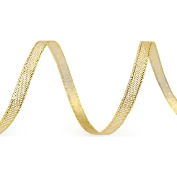 Stuha Brokátová stuha s lurexem šíře 6 mm, střední, 2 zlatá