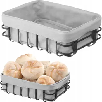 chlebník KOŠÍK NÁDOBA NA PEČIVO SE ŠEDÝM VAKEM