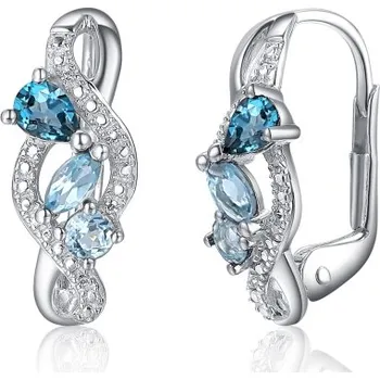 Náušnice Gems, Diamantové náušnice Astrid, bílé zlato s brilianty a blue topazy, 585-38-3-4745.1B00.0.00.HSISC.603.08
