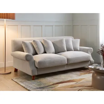 Pohovka Pohovka se 6 polštáři krémová bílá čalouněná Nohy ze světlého dřeva 2místná Beliani