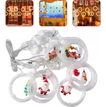 Vánoční dekorace KURTYNA LED ŚWIĄTECZNA Z FIGURKAMI NA OKNO BALKON GIRLANDA VENKOVNÍ