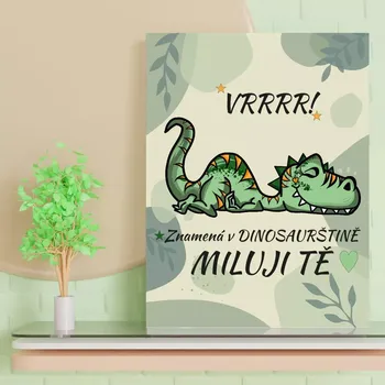 Plechová cedule Sablio Dárková cedulka Dinosaurus: 30x40 cm