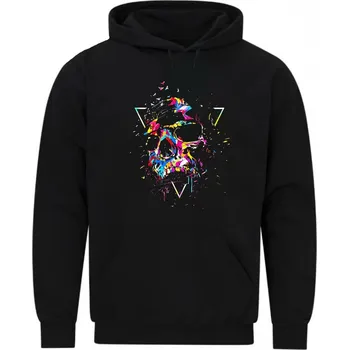 Pánská mikina Pánská mikina Barevná Lebka (Velikost: 5XL, Barva: Černá)