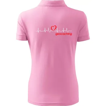 Moje srdce bije pro Geocaching -text - Polokošile dámská Pique Polo - XS ( Růžová )