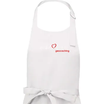 Kuchyňská zástěra Moje srdce bije pro Geocaching -text - Dámská zástěra na vaření - Univerzální velikost ( Bílá )