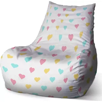Sedací pytel Sablio Sedací vak Bean Tříbarevná srdíčka - 100 x 90 x 45 cm