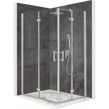Sprchový kout obdélníkový stříbrný 100x90 cm s otevíracími dveřmi, sklo 6 mm + povrchová úprava
