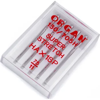 Nástroj na niť a příze Strojové jehly Super stretch 75;90 Organ, malé, 1 (75/11) nikl
