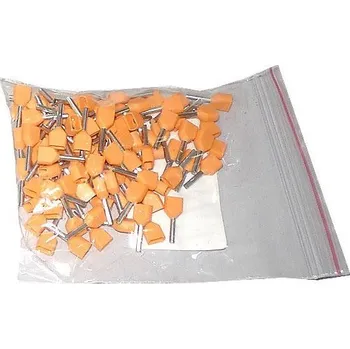 Síťový kabel Dutinka pro dva kabely 0,5mm2 oranžová (TE0,5-8), balení 100ks