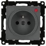 Zásuvka silová 1 násobná typ E, s uzemněním, se clonkami, s přepěťovou ochranou s, Simon 55 TGZ1CZ.01P/116, grafitová