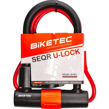 Motozámek BIKETEC SEQR bezpečnostní U-LOCK s kabel rozměr: lanko 10mm, 1,2M s visací zámek 180mm X 260mm, 3klíče, jho 16mm (BIKETEC SEQR bezpečnostní U-LOCK s kabel rozměr: lanko 10mm, 1,2M s visací zámek 180mm X 260mm, 3klíče, jho 16mm)