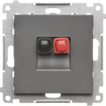 Elektrická zásuvka Zásuvka reproduktorová 1 násobná s popisným polem, pro připojení 1 reproduktoru, Simon 55 TGL1.01/116, grafitová