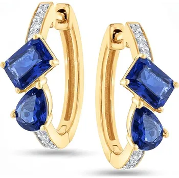 Náušnice Náušnice Toi et Moi s lab-grown safíry , žluté zlato 14K IZLG1546 + dárkové balení LUXUS zdarma