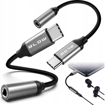 Audio kabel Audio adaptér USB-C Blow na mini jack 3,5 mm s DAC převodníkem