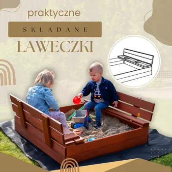 Pískoviště Springos DŘEVĚNÉ PÍSKOVIŠTĚ PREMIUM 100 X 100 CM SBP100SET04