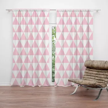 Závěs Sablio Závěs Růžové a bílé trojúhelníky: 2ks 140x250cm