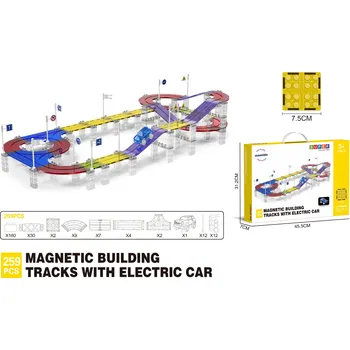 ostatní stavebnice Mamido Magnetická stavebnice závodní dráha s elektrickým autíčkem 259 dílů XXL MT1469