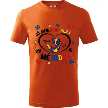 Chlapecké oblečení Jsem jeho hlas - Ruka v srdci - Tričko dětské bavlněné - 122 cm/6 let ( Oranžová )