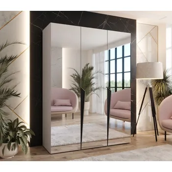 Šatní skříň Elegantní zrcadlová skříň 150 cm SORAYA 3 - kašmír / černé úchyty
