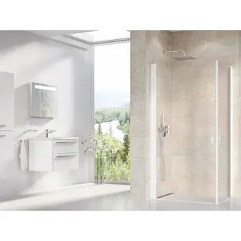 RAVAK Sprchový kout Ravak Chrome CRV1 80 1/2 rohový, bílý mat/transparent, 1QV40E01Z1 1QV40E01Z1