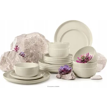 Talíř JÍDELNÍ SERVIS SADA PRO 6 OSOB / 18 DÍLŮ BÉŽOVÝ LESK VICTO KONSIMO