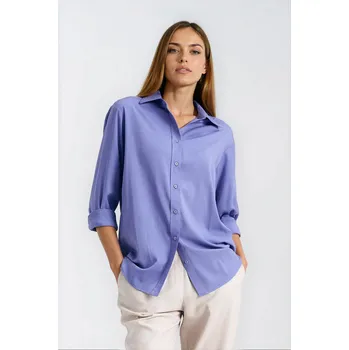 Dámská košile Nife Viskózová oversize košile K95 Barva: Fialová, Velikost: M