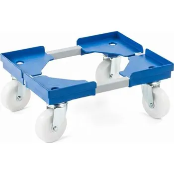 Plošinový vozík Podvozek VARIABLE 400 x 300 mm, 4 otočná kola z plastu, barva modrá