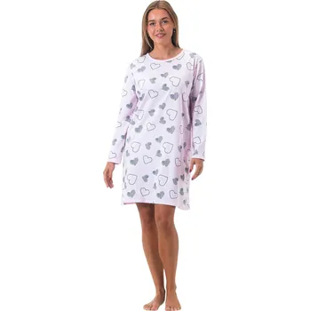 Body Bavlněná dámské noční košile - dlouhý rukáv - Srdíčko 6802 XXL světle růžová