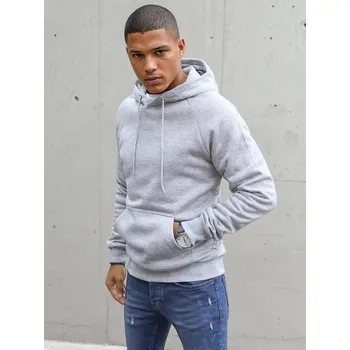Pánská móda Pánská mikina s kapucí BX5479 Barva: Světle Šedá, Velikost: M