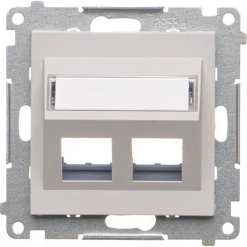 vypínač Kryt telefonní a datové zásuvky Keystone 2 násobný, zkosený, s popisným polem, Simon 55 TKP2S.01/114, šedá světlá