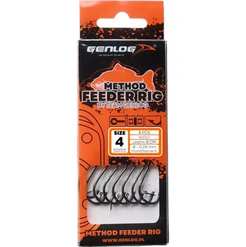 Rybářský háček Návazec GENLOG Method Feeder s jehlou - háček BKK č. 4, vlasec 0,28 mm/8 cm -