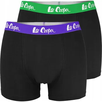 Pánské spodní prádlo Lee Cooper Pánské bavlněné boxerky 2 kusy 9645 Černé Logo Velikost XL