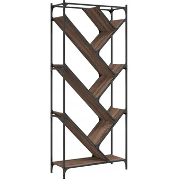 Knihovna Regál, hnědý dub 79x30x180 cm, dřevotříska a kov