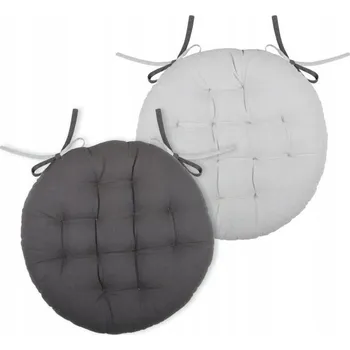 Polštář Polštář na židli DUO 38 cm šedý stříbrný, oboustranný, bavlna, loftové tkaničky