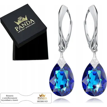 Náušnice Stříbrné Náušnice pro Ženy Kapky Krystaly Visací Dárek Vánoce 925