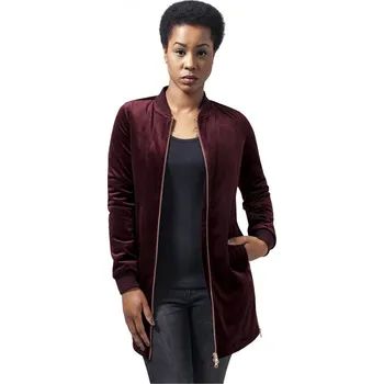 Ladies Long Velvet Jacket - burgundy XS