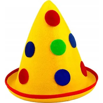 Klobouk KLAUNSKÝ KLOBOUK ŽLUTÝ S PUNTÍKY