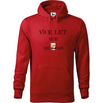 Pánská mikina DOBRÝ TRIKO Pánská mikina s potiskem Více let whisky Velikost pánské mikiny: 2XL, Barva: Červená