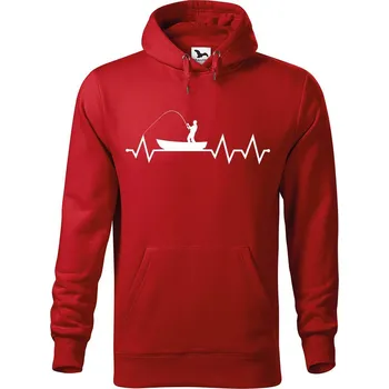 Pánská mikina DOBRÝ TRIKO Pánská mikina s potiskem Tep rybaření Velikost pánské mikiny: 2XL, Barva: Červená