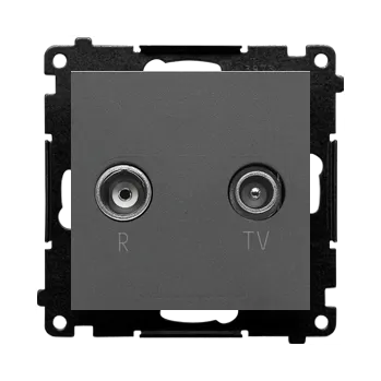 Elektrická zásuvka Zásuvka anténní R+TV koncová, 1x vstup: 5÷862 MHz, Simon 55 TAZ.01/116, grafitová