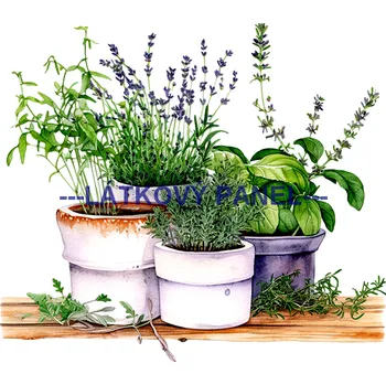 Látkový panel - Bylinky - BY-15 Velikost: 35x35cm, Materiál: Kočárkovina