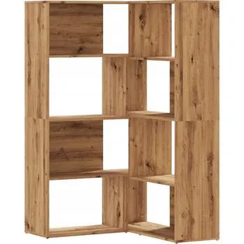 Knihovna 4-patrový rohový regál, dub artisan, 85x85x140 cm