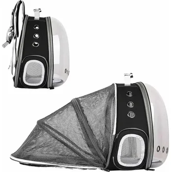 Taška pro psa a kočku Purlov Přepravní taška batoh na přepravu kočky i psíka rozkládací černá