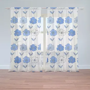 Záclona Sablio Záclony Modré květiny: 2ks 150x250cm