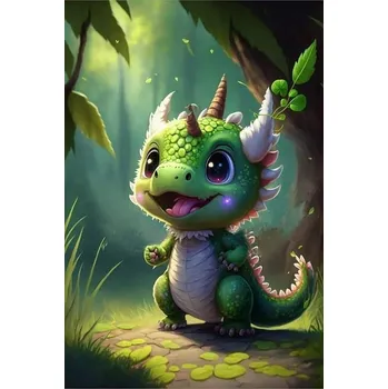 Diamantové malování Diamantové malování AB - Zelený dráček č. 1065