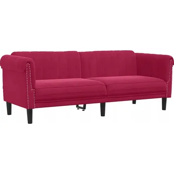 Pohovka Třímístná pohovka, vínově červená, čalouněná sametem