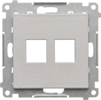 vypínač Kryt telefonní a datové zásuvky Keystone 2 násobný, plochý, Simon 55 TKP2.01/143, hliníková