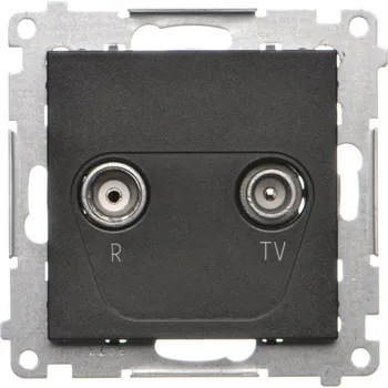 Elektrická zásuvka Zásuvka anténní R+TV průchozí, 1x vstup: 5÷862 MHz, Simon 55 TAP10.01/149, černá metalizovaná